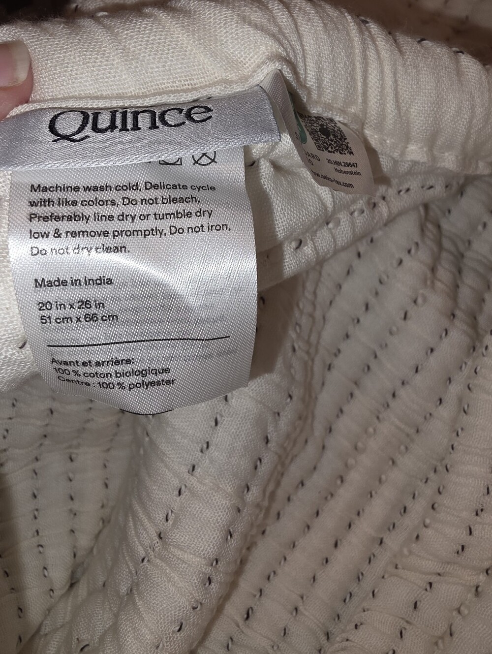 Quince Organic Cotton Coverlet Channel Stitch Set - Queen/Full - Undyed - Picture 4 of 4